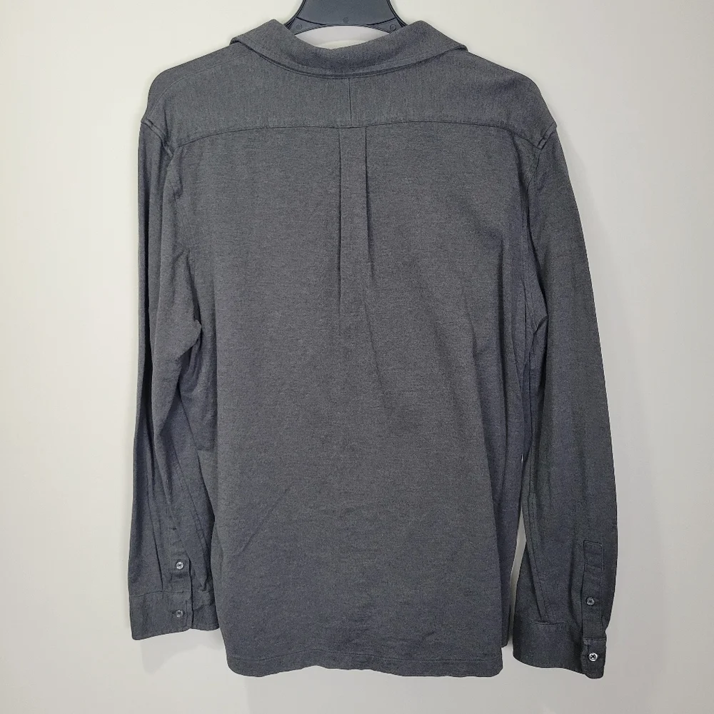 Polo Ralph Lauren Men's Cotton Gray Long Sleeve 1/4 Button Up Polo Size XL Logo